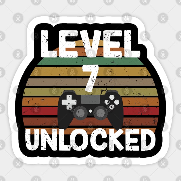 Level 7 Unlocked Gift 7th Birthday Gaming Lovers Gift Sticker by mommyshirts